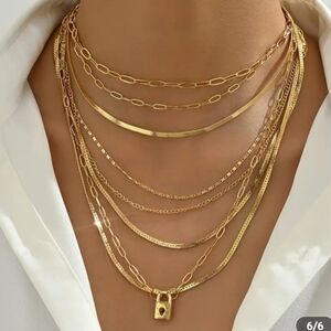 Elegant Gold Layered Necklace Set
